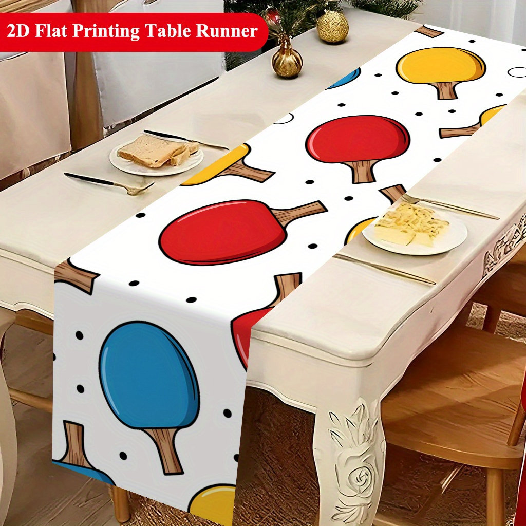 Table Tennis News Today - Lebendiger Tischtennis-Tischläufer mit Ping-Pong-Motiv – coole